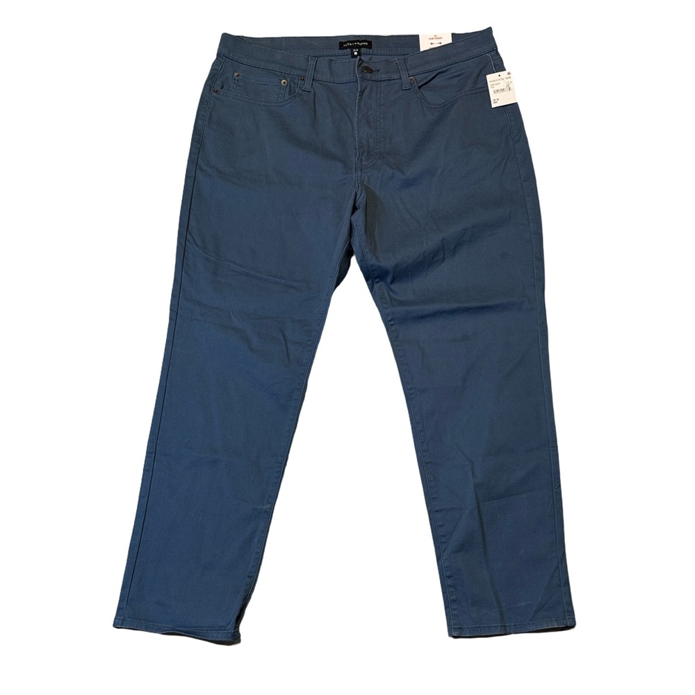 NEW Lucky Brand mens slim straight 121 blue solid stretch denim jeans NWT $99